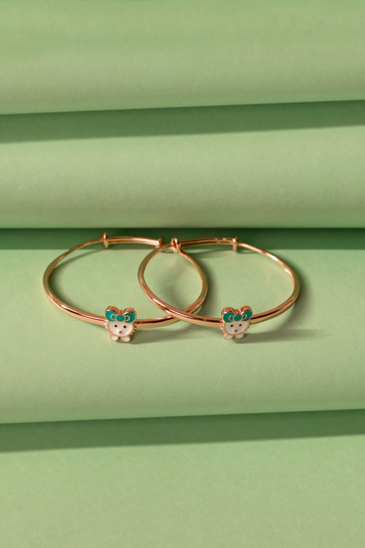 Bear Charm Kids Bracelet (Rose Gold polished) - Green Ear Bear