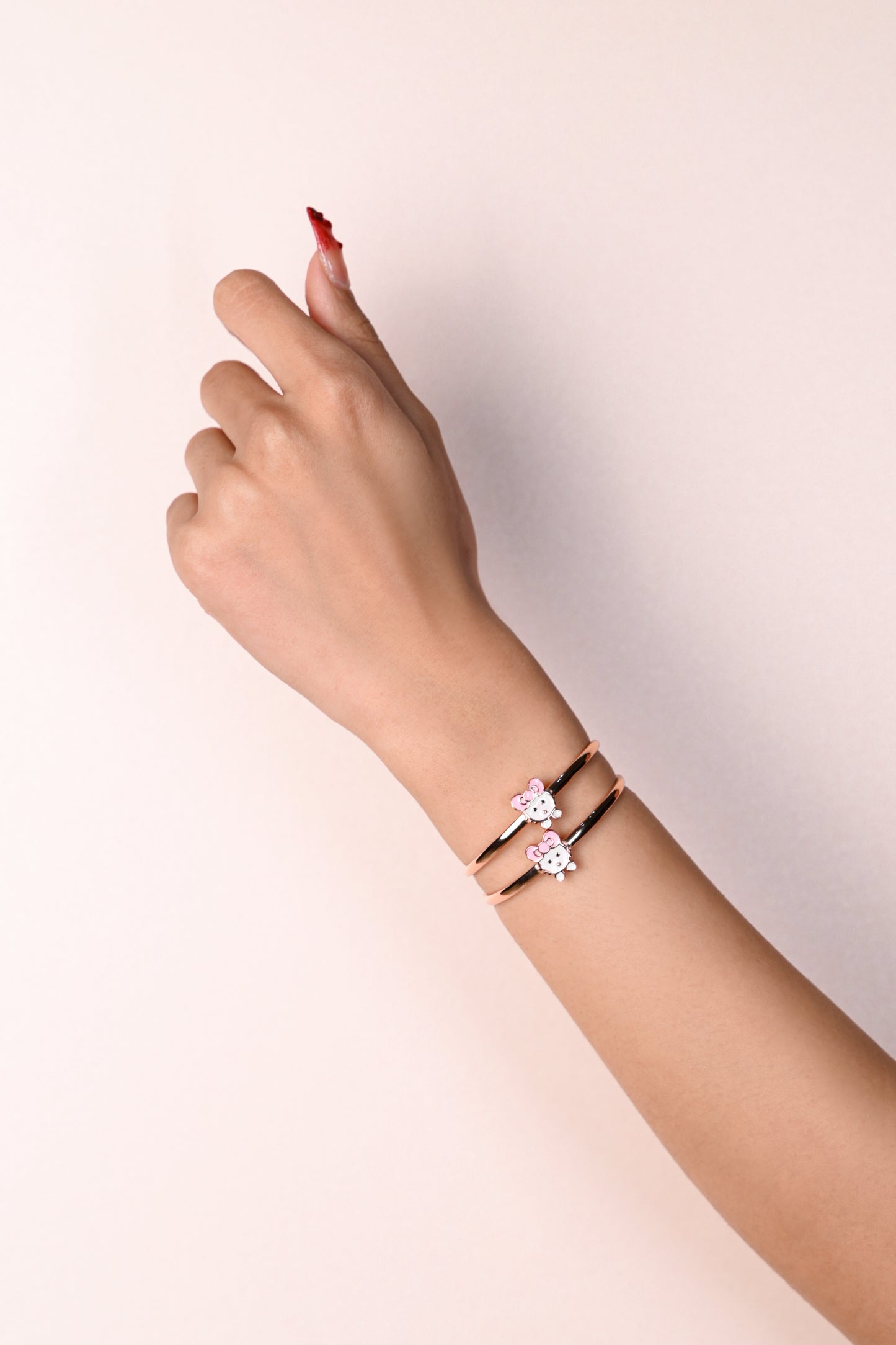 Bear Charm Kids Bracelet (Rose Gold polished) - Pink Ear Bear