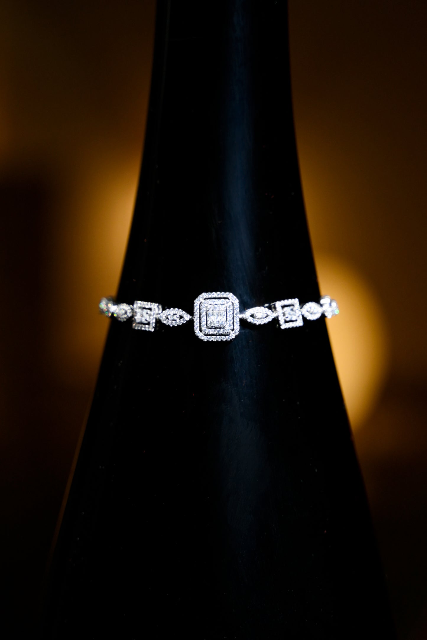 Square Halo Elegance Tennis Bracelet
