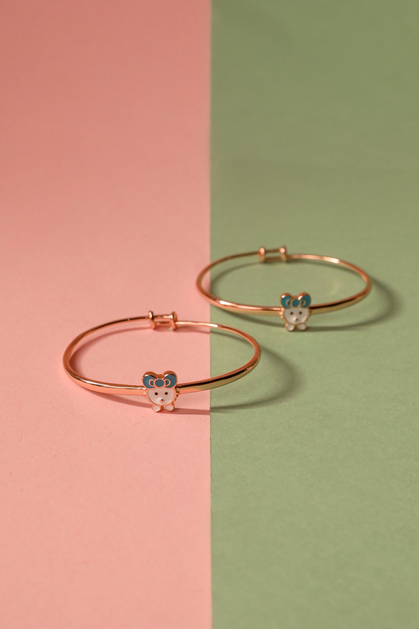 Bear Charm Kids Bracelet (Rose Gold polished) - Blue Ear Bear