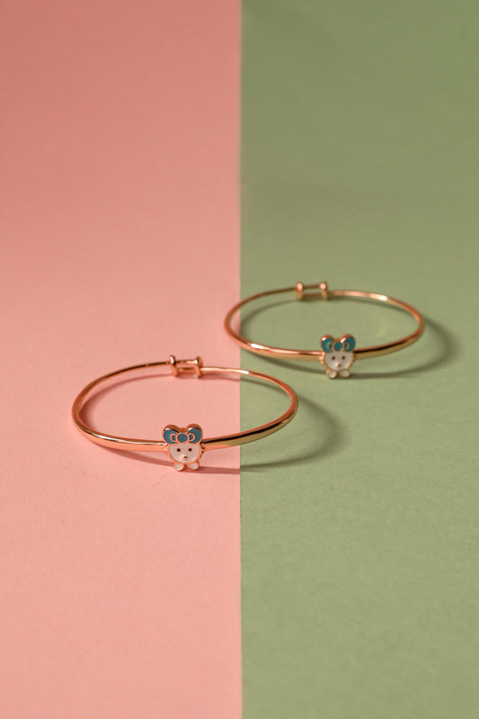 Bear Charm Kids Bracelet (Rose Gold polished) - Blue Ear Bear