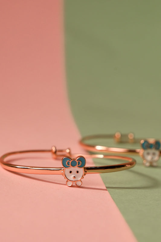 Bear Charm Kids Bracelet (Rose Gold polished) - Blue Ear Bear