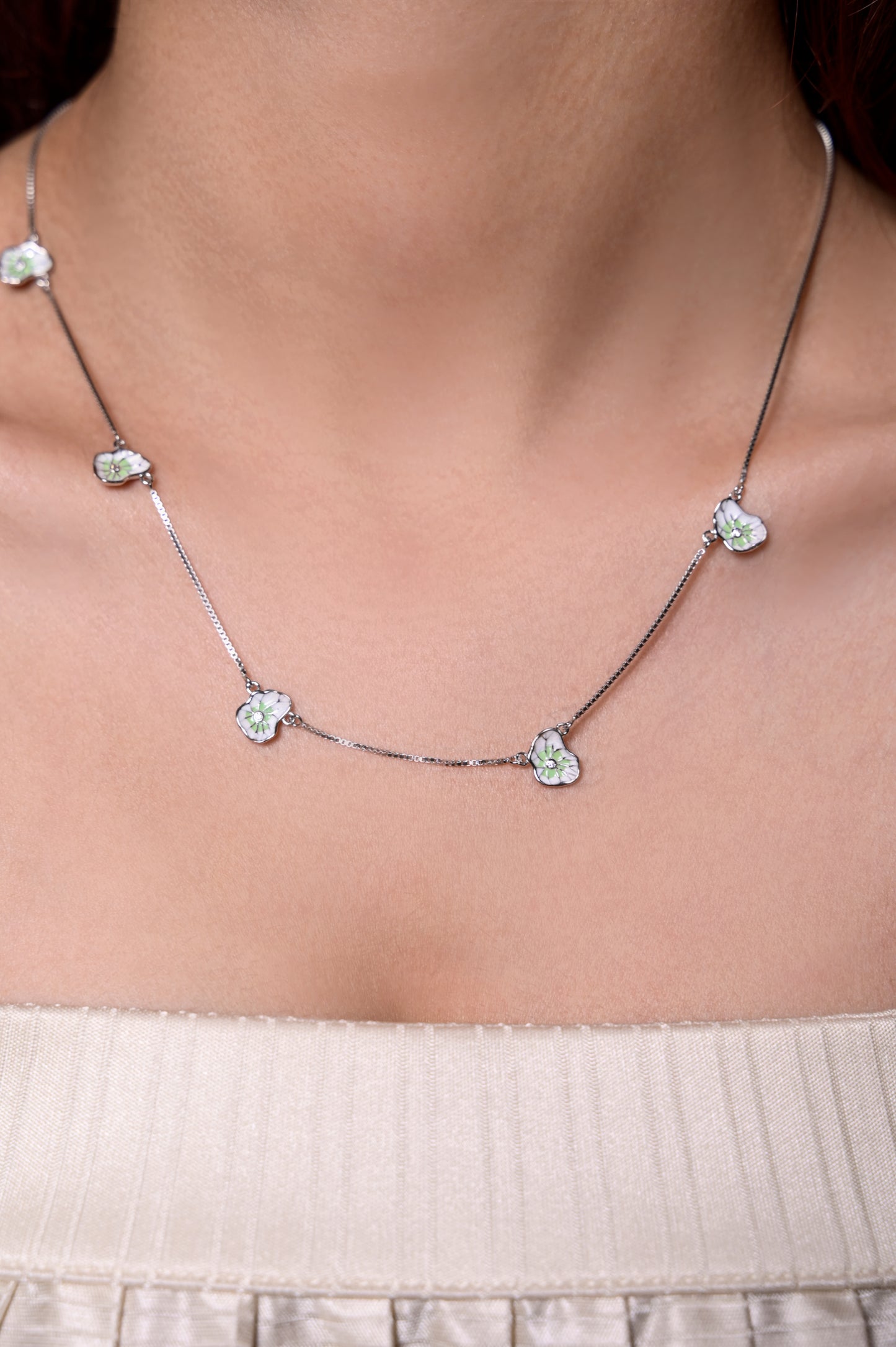 Blooming Petals Enamel Necklace