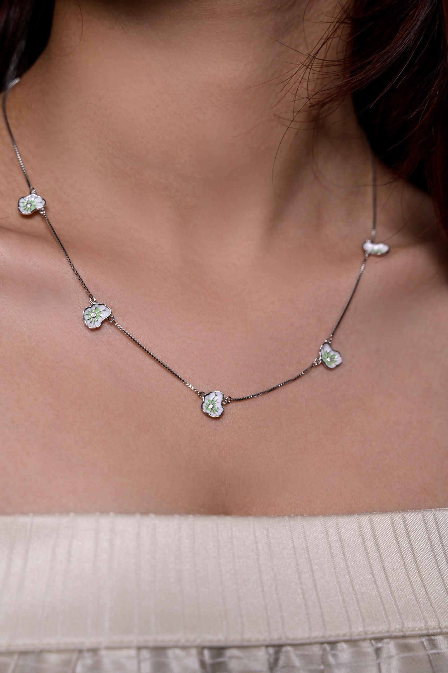 Blooming Petals Enamel Necklace